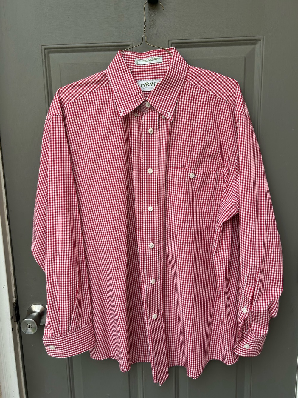 Orvis Men’s Red Gingham Button-Down Shirt